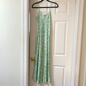 Zara Satin Floral Green Dress